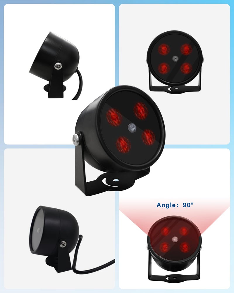 WEILAILIFE ã€4 LED Waterproof ã€‘ IR Illuminator 90 Degree Wide Angle Long Range Infrared Light, 80ft 850nm IR Flood Lights with Power Adapter for Night Vision CCTV & IP Security Camera - Image 5